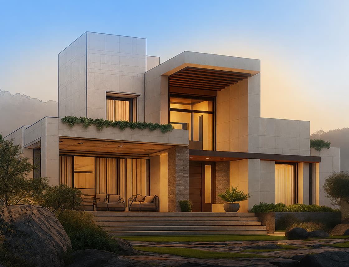 Contemporary property with landscaped gardens